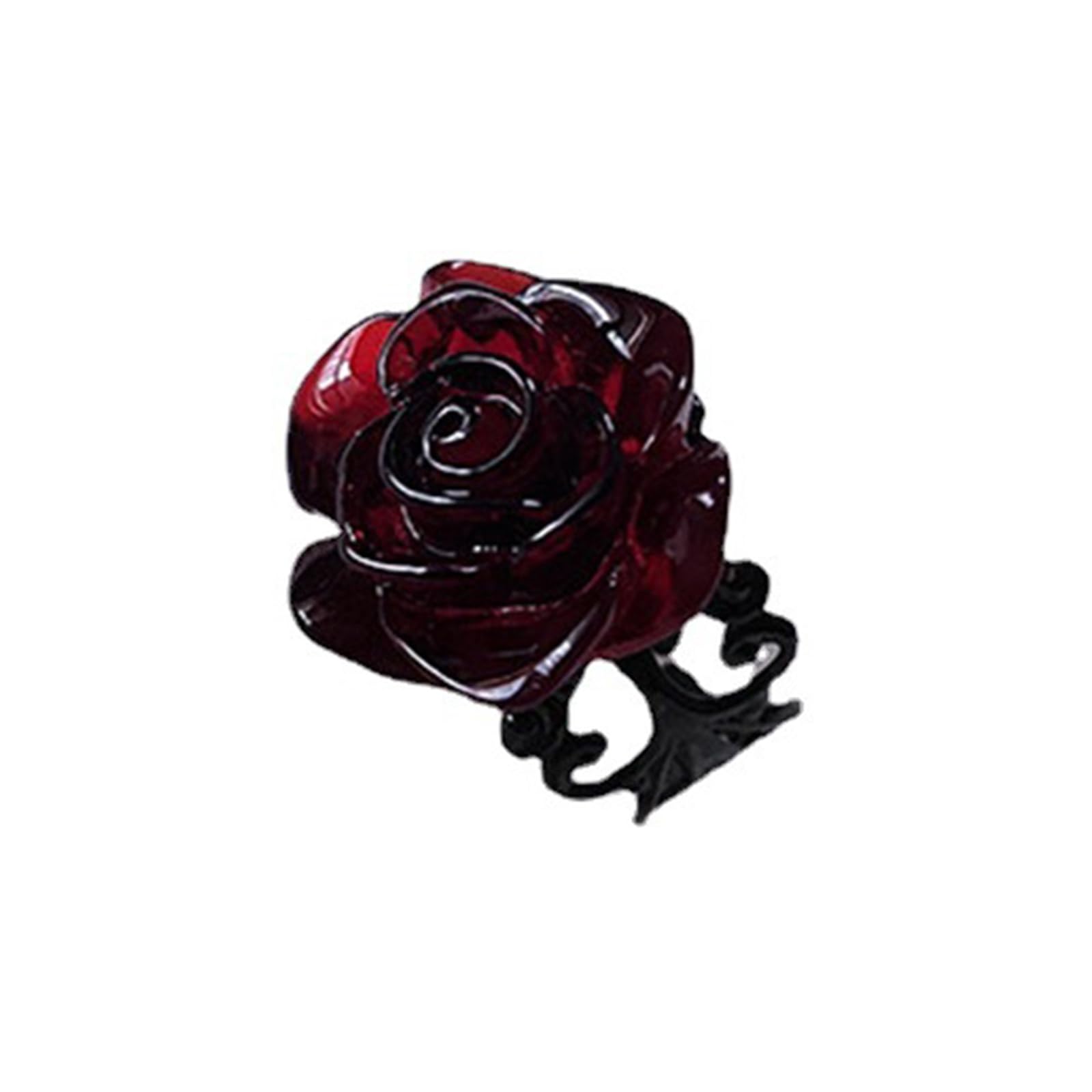 Red Rose Gothic Victorian Rings Adjustable Goth Trendy Flower Open Rings Halloween Party Jewelry Wedding Rose Rings For Men