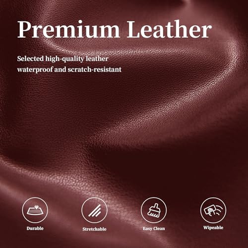 Image of PU Leather Bar Stool Covers with Backs Waterproof Bar Stool Chair Covers | Washable, Wipeable, Thick, Counter Chair Cover, Height Chair Slipcovers, Chair Protector For Pub /Cafe /Dining, Red