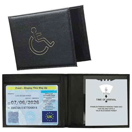 Ketayle Disabled Badge Holder Wallet | PU Soft Leather Badge & Timer Parking Permit Cover Blue Badge Holder Wallet for Car Disability Parking Badge Cover Holder