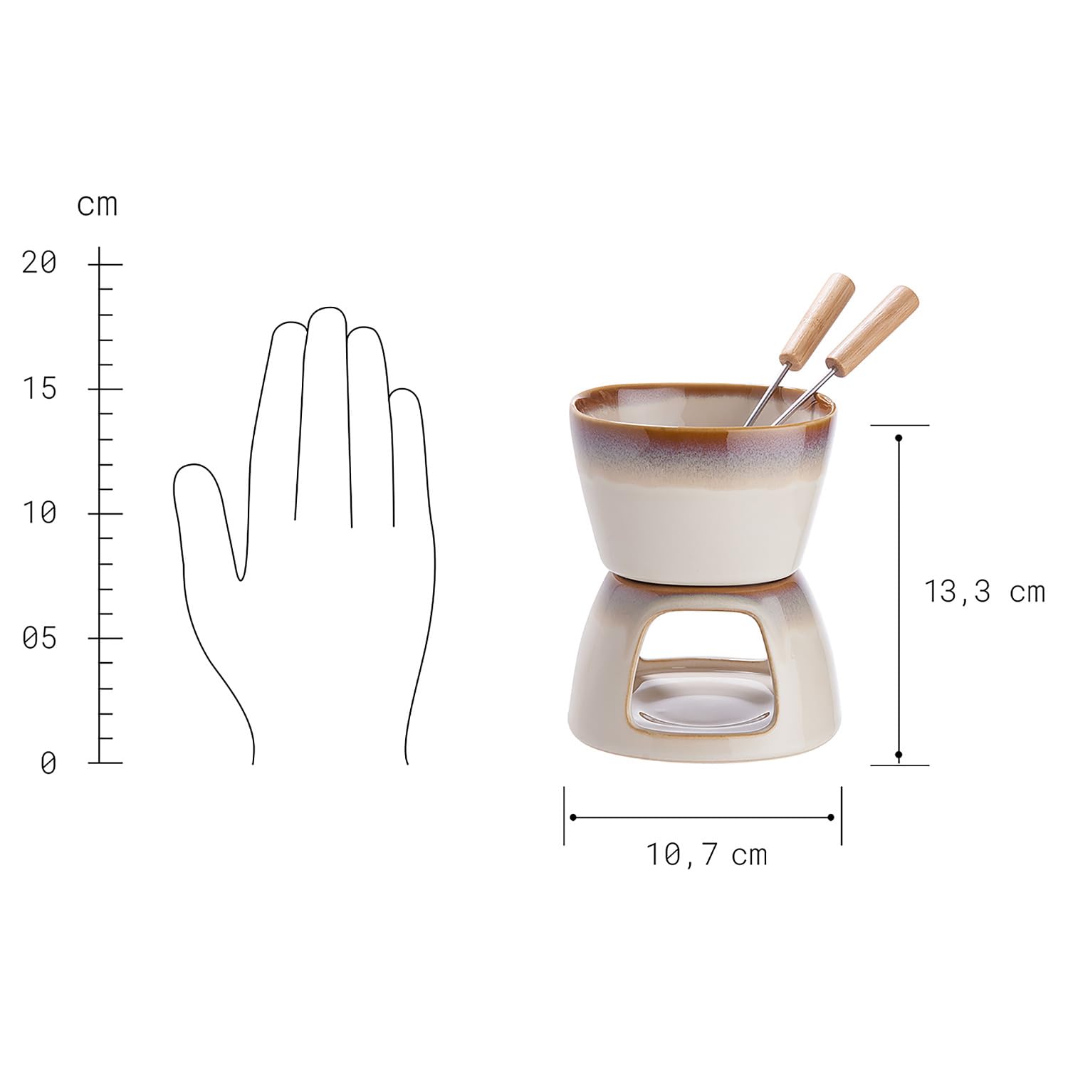 BUTLERS Schokoladenfondue 420ml für Teelicht, Schoko Fondueset 2 Personen, Schokofondue Keramik Set -AU CHOCOLAT- Dessert Fondue ideal zum Schokolade Schmelzen Weihnachten