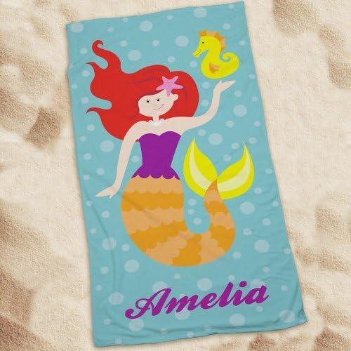 GiftsForYouNow Personalized Mermaid 30” x 56” Beach Towel, Microfiber Polyester