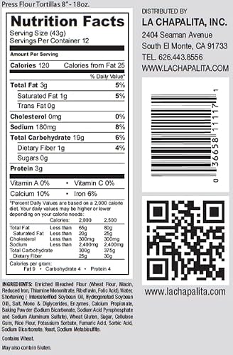 La Chapalita Flour Tortillas, 8\" Regular Size, 12 Count, 18 oz - Thumbnail 2