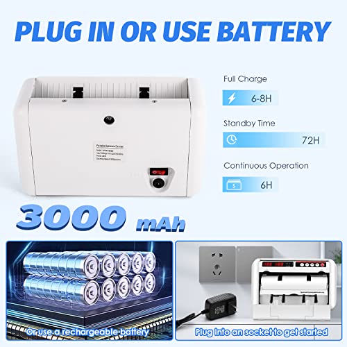Image of Battery Operated Bill Counter Machine Portable Rechargeable Money Counter