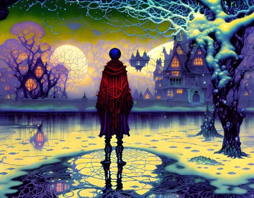 Château et gens dans la nuit affiche toile pour sublimer l'ambiance de votre salon