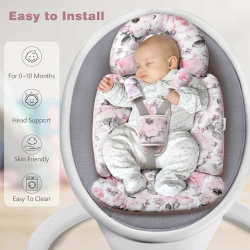 Image of Infant Car Seat Insert, 2-in-1 Reversible Baby Car Seat Head Support with 3 Strap Covers, Breathable Soft Newborn Car Seat Insert and Baby Carseat Cushion for Stroller, Swing, Rocker, Bassinets