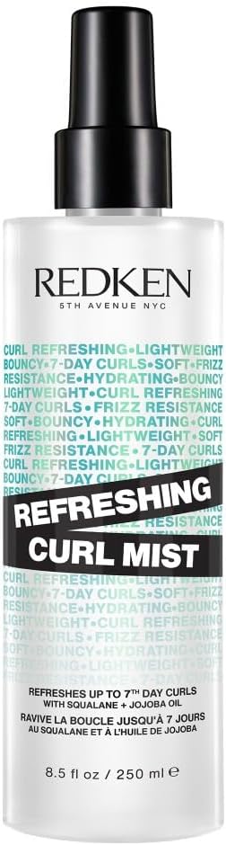 REDKEN Refreshing Curl Mist for Curly & Coily Hair, Up To 7-Day Curl Refreshing Mist, Reactivate and Define Curls, With Squalane and Jojoba Oil, 250ml