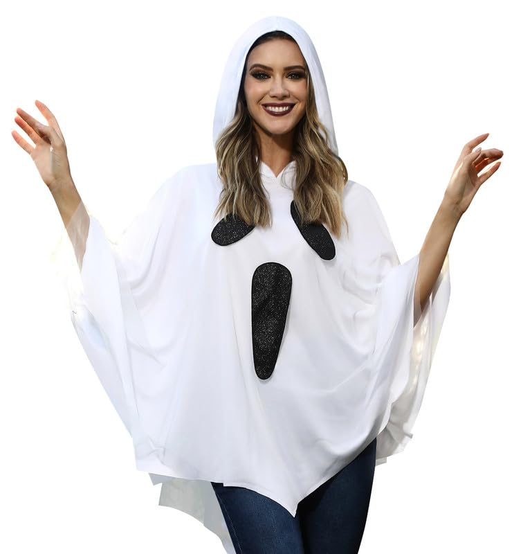 SpadehillFunny Ghost Face Poncho for Women Spooky Halloween Costumes