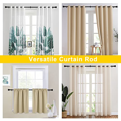 NICETOWN Adjustable Curtain Rod Set with Vintage Finials, 1 1/8 Diameter, 48-86 for Bedroom, Matte Black