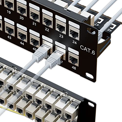 iwillink Ekranowany panel krosowy Cat6, 48 portów ze złączem Keystone RJ45