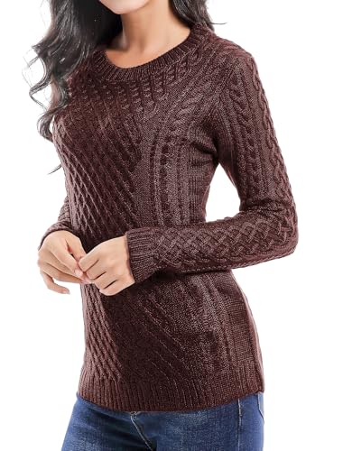 Image of v28 Women Crew Neck Knit Stretchable Elasticity Long Sleeve Sweater Jumper Pullover