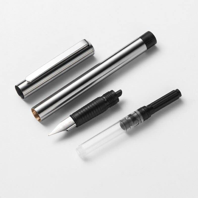 Image of GOLD LEAF Jinhao 65 Fountain Pen Matte Black All Steel Barrel Fine Nib Ink Pens for Writing Office School Calligraphy (0.5MM)