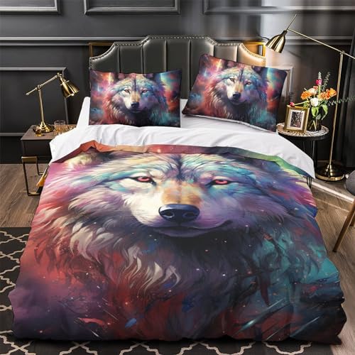 Parure loup 3D microfibre de qualité supérieure pour lit une place - 4