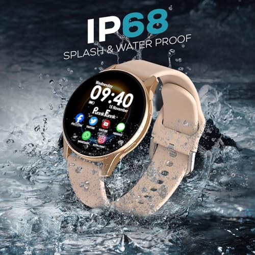 Image of PunnkFunnk EVO Vista Smartwatch, 1.3 inch HD Display Bluetooth Calling, Fitness & Sleep Tracker, 100+ Sports Modes, IP67 Waterproof Compatible with Android & iOS(Pink)