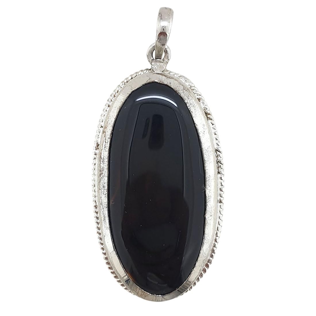 sahiba gems Pure 925 Sterling Silver 60 Carat Natural Black Sulemani Haqiq Agate (Hakik) Gemstone Pendant (Chandi Locket) For Men Women Girls Boys-picture-36