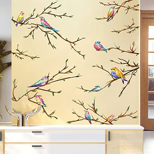 Vinilos decorativos 3D removibles aves en rama árbol miniatura 7