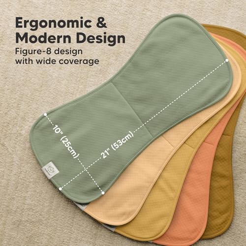 Image of KeaBabies 5-Pack Organic Burp Cloths Baby Girl, Boy - Extra Large, Absorbent Baby Burp Cloths, Soft Burping Cloths for Babies, Newborn Burp Clothes, Cotton Burp Rags, Thick Burp Cloth (Phase /Quin)