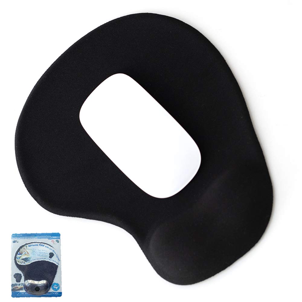 YJMZ Mouse Pad,Ergonomic Mouse Pad with Wrist Support,Jiaji Fabric Top and Non-Slip Base, Suitable for Home Office, Learn to Type Easily and Relieve Pain (Black)