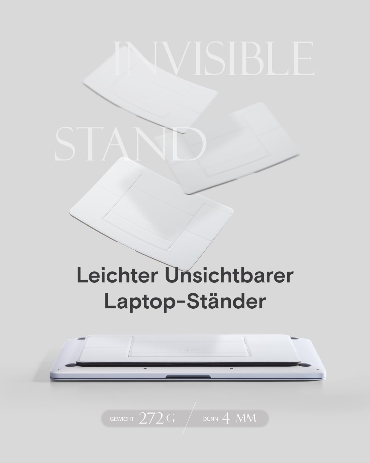 MOFT Laptop Ständer, Faltbarer Nicht-Klebender Laptopständer mit 2 Verstellbaren Winkeln, MOVAS Veganes Leder Tragbarer Notebook Ständer Kompatibel mit 13"+ Tablets & 15"+ Laptops, Tiefschwarz