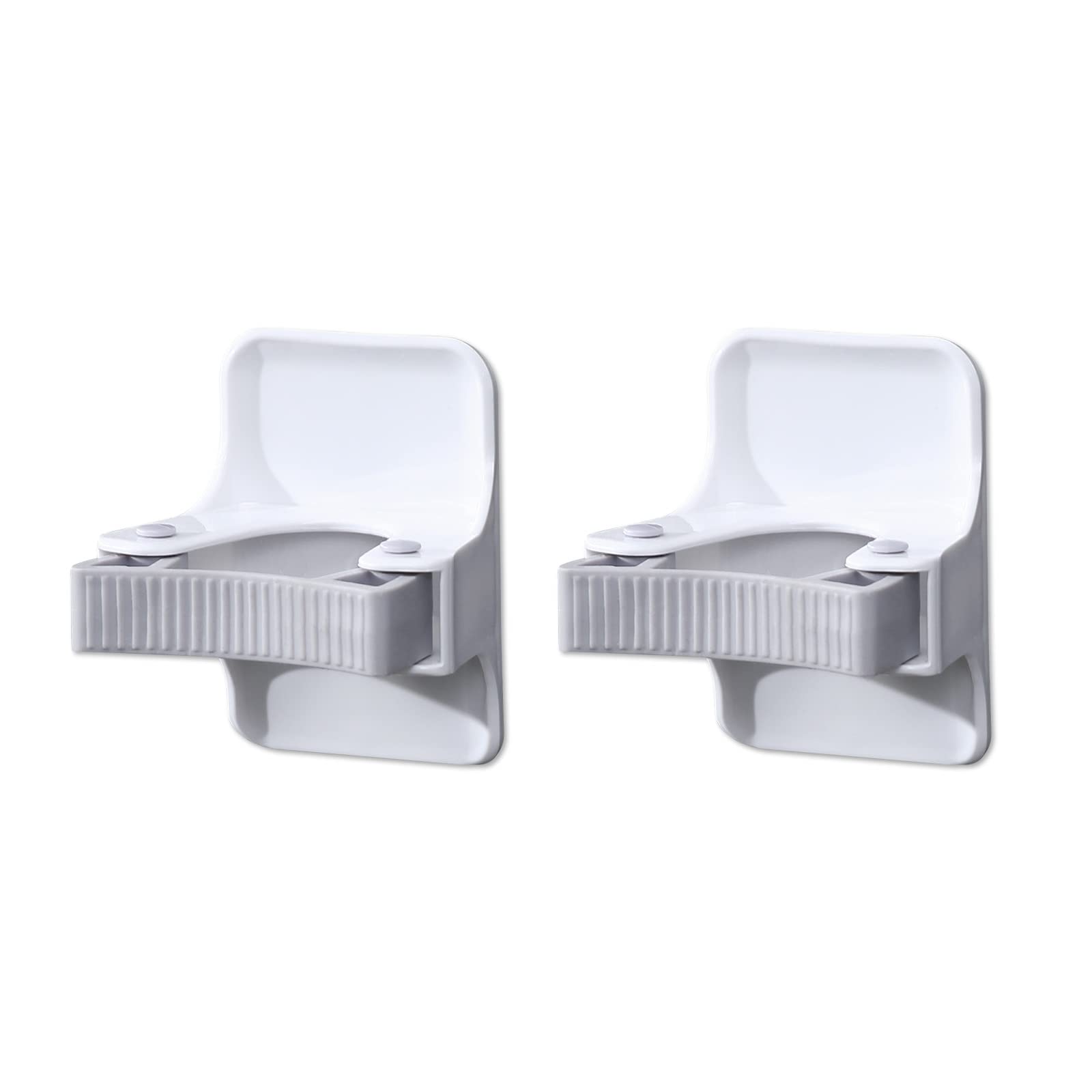 Broom Mop Holder, Self Adhesive Broom Holder Wall Mount Super Anti-Slip, Multi-Use Gripper, Durable Mop Grippers for Home, Bathroom, Kitchen, Garden, Garage(2 PCS White)