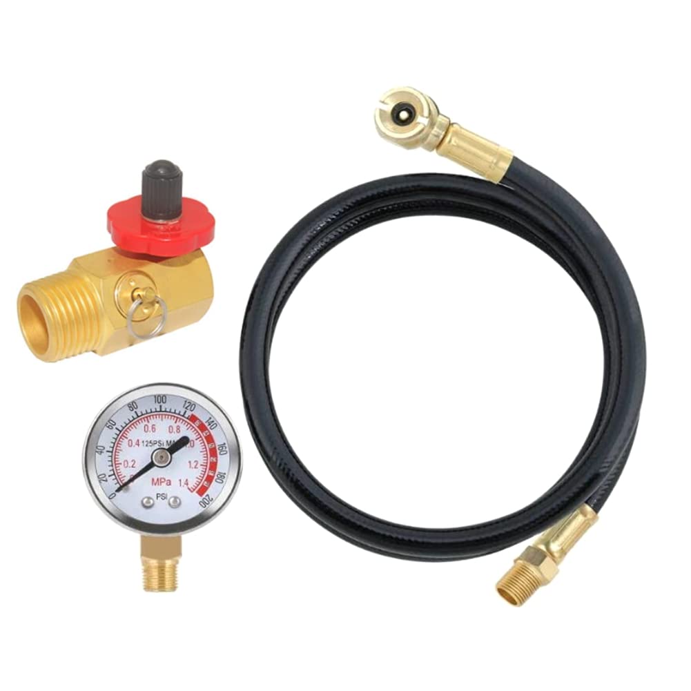 Sknrlko Air Tank Repair Kit W/Valve, Pressure Gauge and 4 Feet Air Tank Hose Assembly Parts for Portable Carry Tank