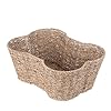Dog Toy Basket, Bone Shaped Dog Toy Bin, Handmade Pet Organizer And Storage, Toy Box for Cats, (17×13″ Seagrass)