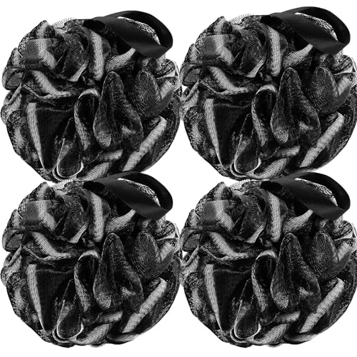 MEETOZ Bath Loofah Shower Sponge Pouf Body Scrubber Exfoliator Scrubber Ball, Soft Mesh Shower Puffs Exfoliating Loofa for Women & Men Bath Accessories Cleaning Tool