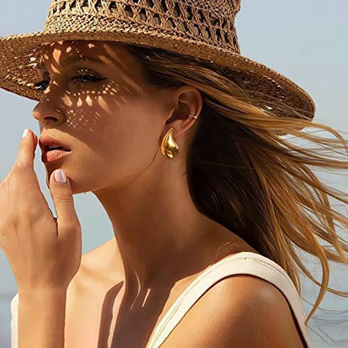 Muyan 14K Gold Chunky Waterdrop Earrings For Women Lightweight Hollow Teardrop Earrings Fashion Jewelry Gift #TOP2