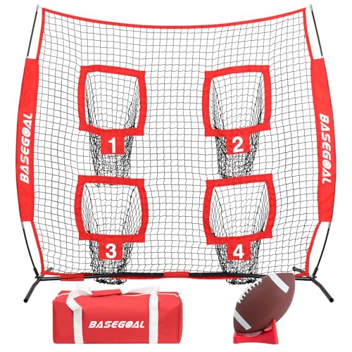 BaseGoal 6 x 6 ft Football Nets for Throwing,Quarterback Training Equipment with 4 Target...