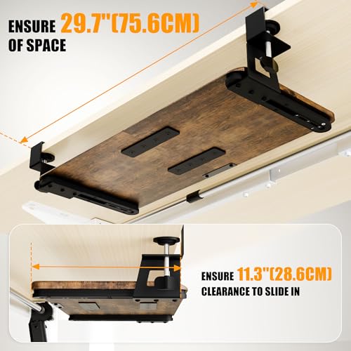 Image of Keyboard Tray Under Desk, Keyboard Holder&Drawer with C-Clamp 25.6 inchx11.8 inch