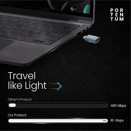 PORTENTUM Adaptador USB C a USB - 3 Unidades 3.0 (3.1) OTG Velocidad 10Gb Cuerpo Premium Zinc con Alta Resistencia al Calor - Adaptador USB a Tipo c de Solo 5 Gramos - imagen 2