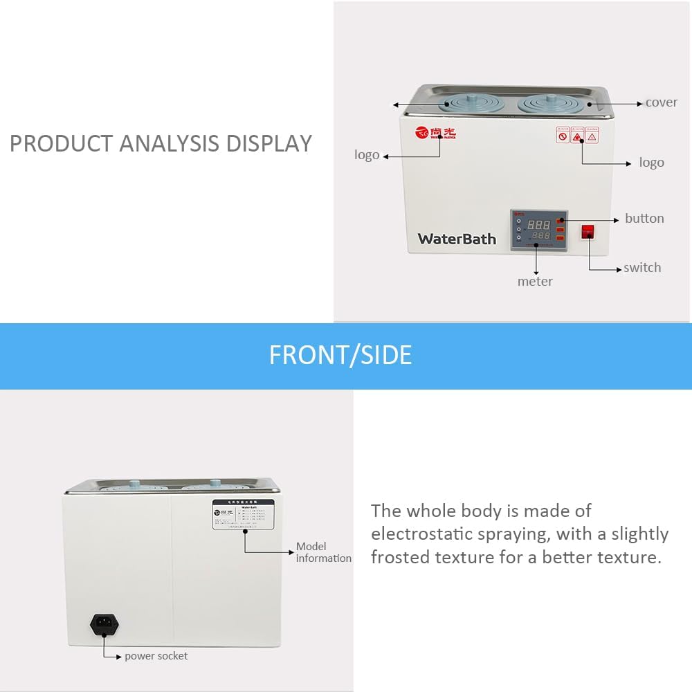 Thermostatic Water Bath Lab Water Bath for Food Heating Chemical Biological Experiment,Single Hole