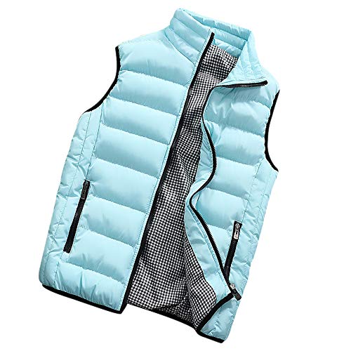 ZEVONDA Chaleco Acolchado para Hombre con Cuello Alto De La Cremallera - Otoño Invierno Calor Chalecos Sin Mangas Chaquetas Abrigo Acolchado de Algodón, Azul Claro/EU 3XL = Tag 5XL