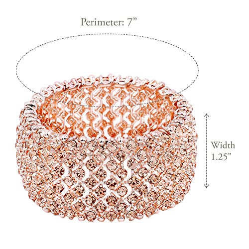 Lavencious Tennis Rhinestone Stretch Bridal Bracelets Evening Party Jewelry For Women Girl, Women's Stretch Bracelets (Rose Gold) #TOP1