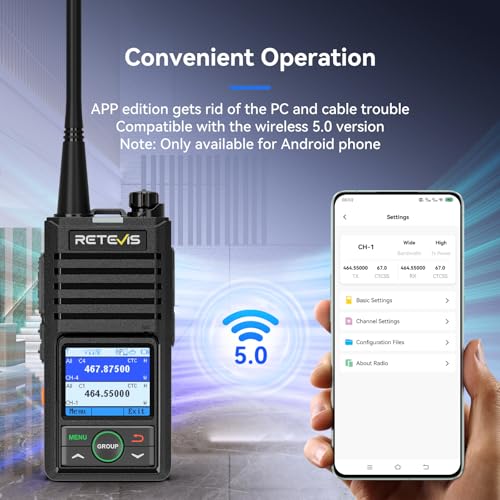 Image of Retevis RB58 LMR Bluetooth Walkie Talkies with Wireless Earpiece, 4 Pack