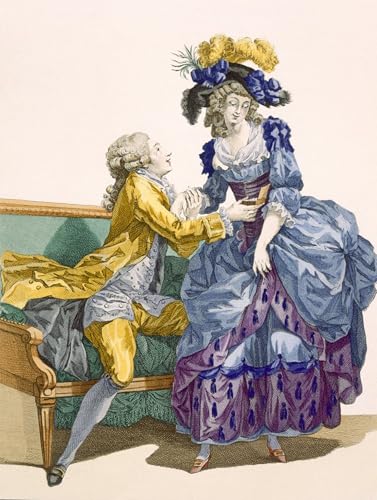 IPLUPJDY Lienzo Poster Clásicas Poster Lienzo Arte Cuadro Señorita en vestido púrpura y eléctrico con supretendiente de Francois Louis Watteau para Decoración de Paredes 60x90cm