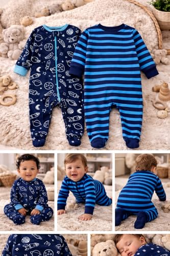 Image of TuddyBuddy 100% Cotton Multi Color Zipper Romper Sleepsuit /Romper /Jumpsuit for Baby Boy & Baby Girl