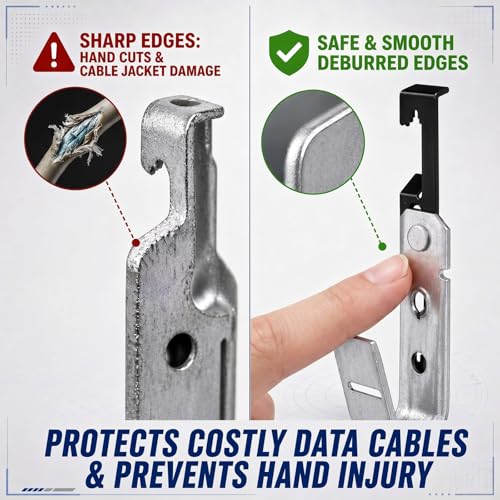 Image of Zonon 25 Pcs Metal J Hooks Cable Support J Hook Hangers with Bat Wing Heavy Duty G60 Galvanized Steel Cable Hooks for Hanging Attaching Ceiling Wire Threaded Rod, UL Listed (3 /4 Inch)