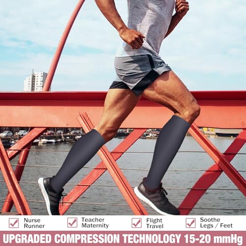 Image of Compression Socks for Women & Men Circulation (6 Pairs) 15-20 mmHg is Best Support for Athletic Running,Nurse