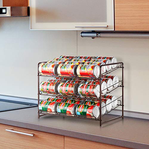 Auledio 3 Tier Can Rack, Stackable and Adjustable Multi-Function Cabinet Basket Organizer,Bronze