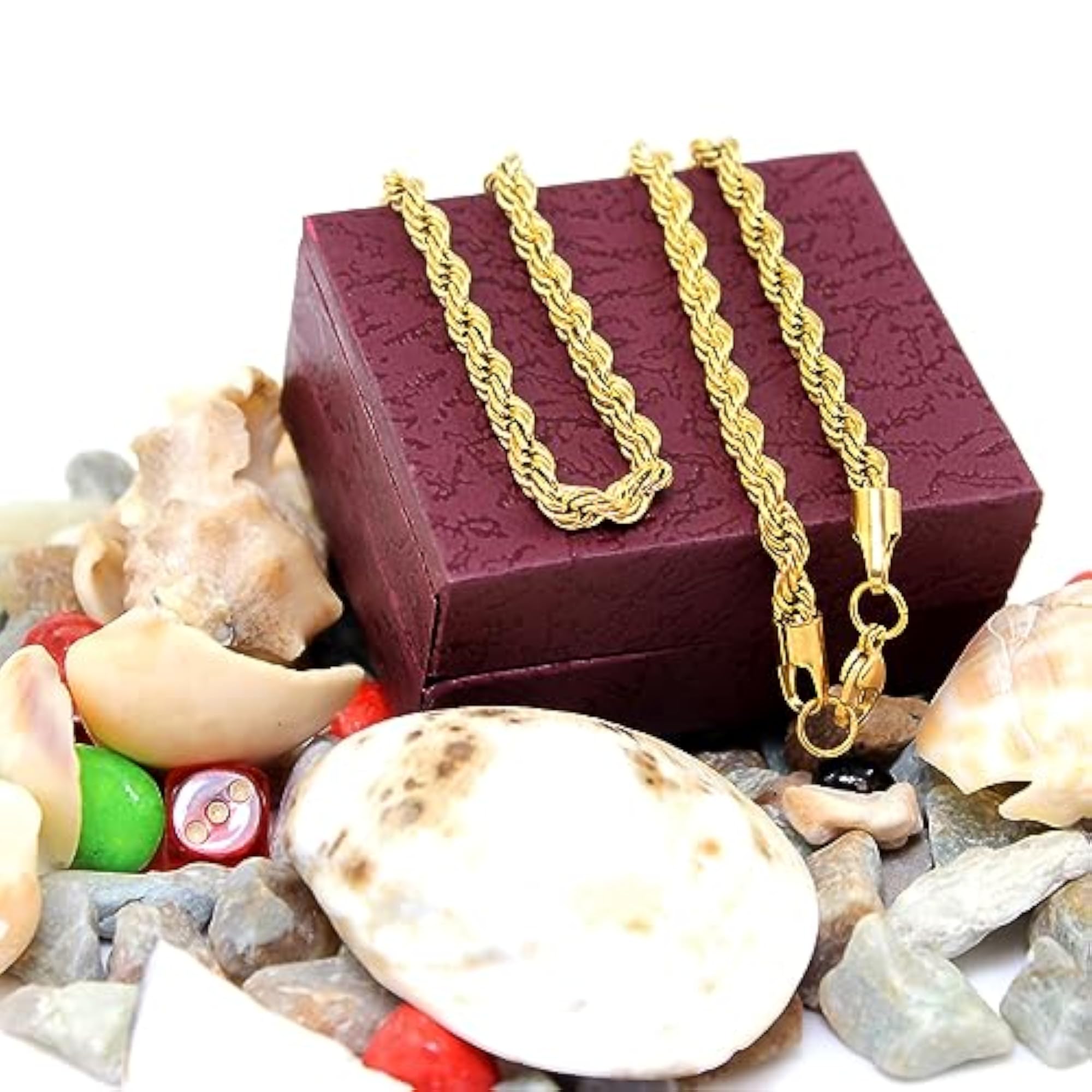 Men's Golden Stainless Steel Rope Chain Necklace