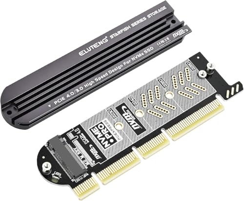 ELUTENG M.2 PCIe X4 NVMe Adapter, Aluminium-Kühlkörper-Lösung, NVMe PCI-Express SSD Erweiterungskarte unterstützt PCIE 3.0 4.0 und X4 X8 Steckplätze für M Key/B&M Key 2230 2242 2260 2280 SSD