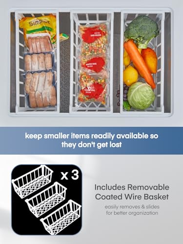 7.0 Cubic Feet Chest Freezer, FOHERE Deep Freezer with 3 Removable Storage Baskets, Adjustable Thermostat Compact Small Freezers, Free Standing Top Open Door for Homes, Basements, Garages, RVs
