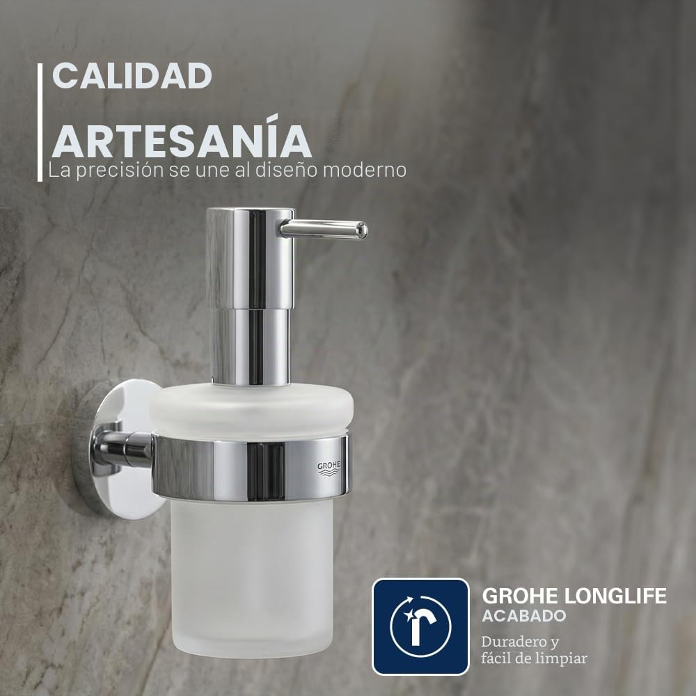 Grohe Essentials - Dispensador de Jabón con Soporte Mural, Color Cromo/Plata (Ref.40448001)