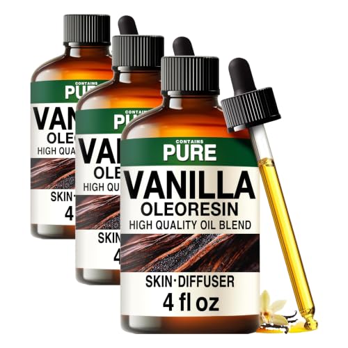 Image of 100% Pure Vanilla Oil - 4 Fl Oz Vanilla Essential Oil for Hair, Skin, Diffuser, Aromatherapy & DIY Soap Making Scent (Pack of 3)