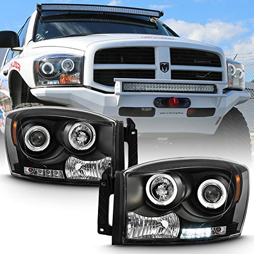 ACANII LED Halo Projector Headlights for 2006-2009 Dodge Ram