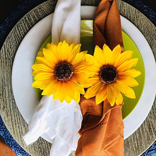 Flower Napkin Rings Set of 6, Handmade Sunflower Napkin Ring Hold...