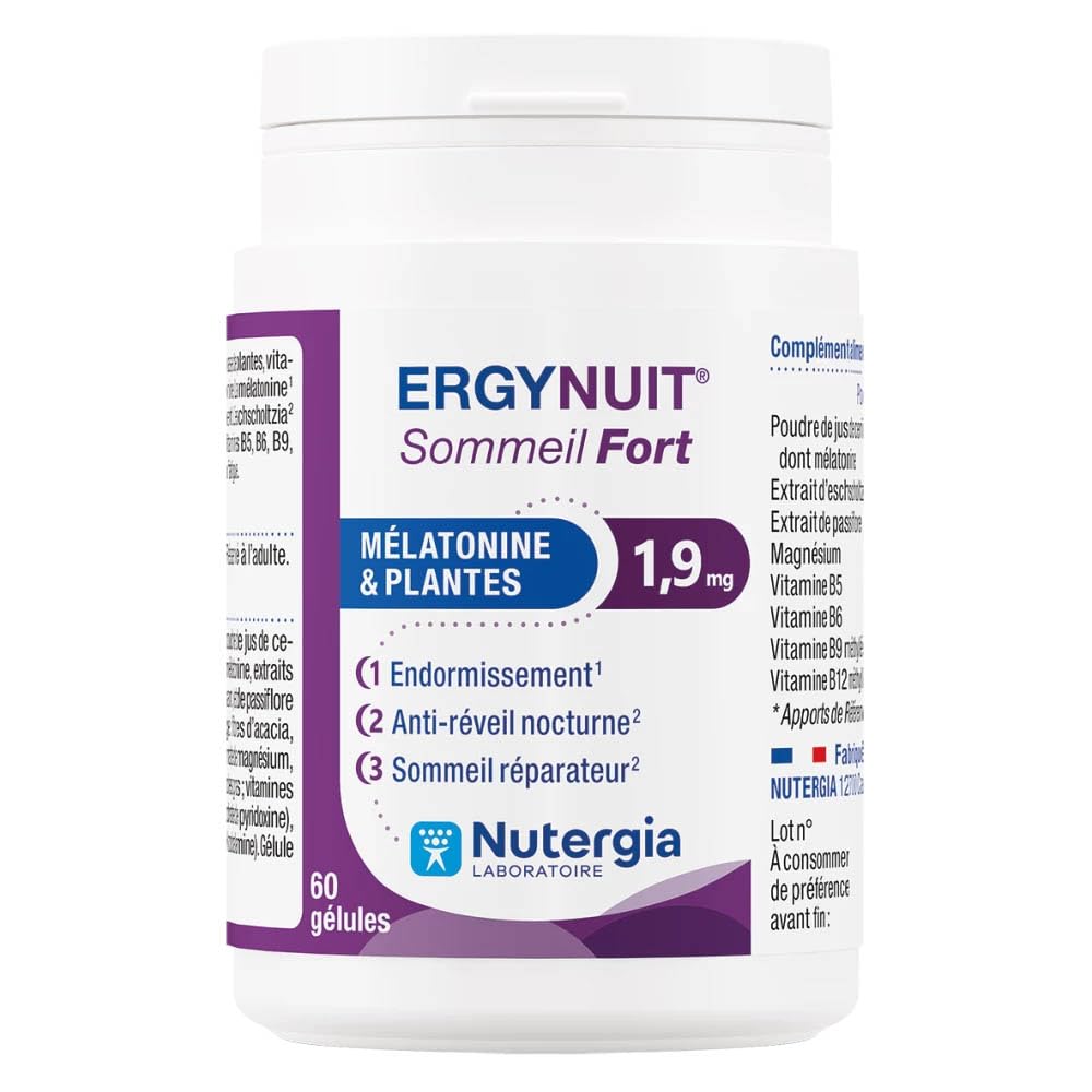 Nutergia | Gélules ErgyNuit Sommeil Fort | 60 gélules | Mélatonine & Plantes
