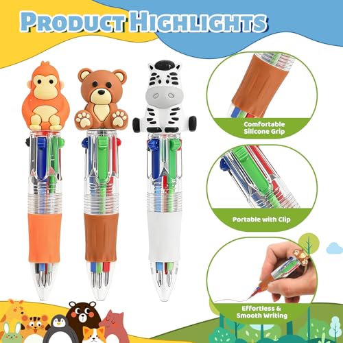 Save 33% on 30 Pcs Animal Multicolor Pens - Fun 4-in-1 Ballpoint Pens - Image 7