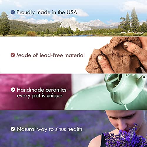 Baraka Premium Us Made Handcrafted Durable Ceramic Neti Pot - Nose Cleaner Nasal Cleaner - Sinus - Tool Kit For Home - Gifts For Mom (Purple) #TOP3