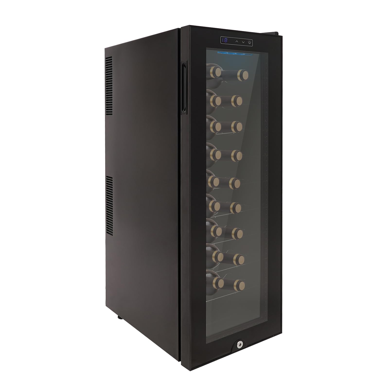 Weinkühlschrank 30 Flaschen Doppelte Gehärtetem Glas LED Beleuchtung 12-18℃ Einstellbar Geräuscharmer Modern Flaschenkühlschrank